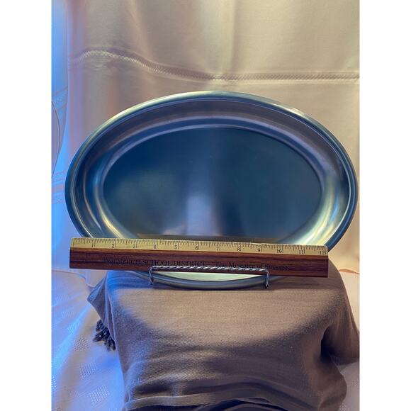 Kalmar Stainless Steel Oval  Serving Platter. Made in Denmark 14 in. X 9 ¾ in. - Picture 8 of 11